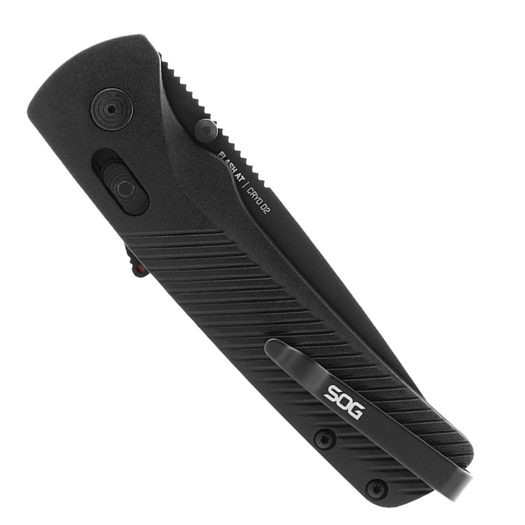 SOG Flash AT Blackout Folding Knife, Combo Blade 2 SOG Flash AT Blackout Folding Knife, Combo Blade - Image 2