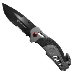 Smith & Wesson Grey Rescue Spring Assist Knife, Black Combo Blade