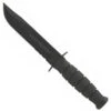 KA-BAR 1257 Short Knife, Clip Point Combo Edge, Kraton G Handle, Leather Sheath
