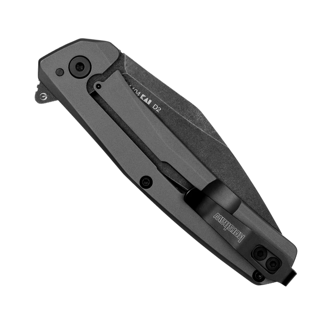Kershaw Gray PVD Flyby Assisted Flipper Knife, BlackWashed Modified Wharncliffe Blade 2 Kershaw Gray PVD Flyby Assisted Flipper Knife, BlackWashed Modified Wharncliffe Blade - Image 2