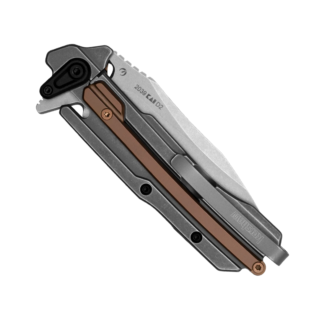 Kershaw PVD And Stainless Steel Frontrunner Flipper Knife, Stonewashed D2 Clip Point Blade 2 Kershaw PVD And Stainless Steel Frontrunner Flipper Knife, Stonewashed D2 Clip Point Blade - Image 2