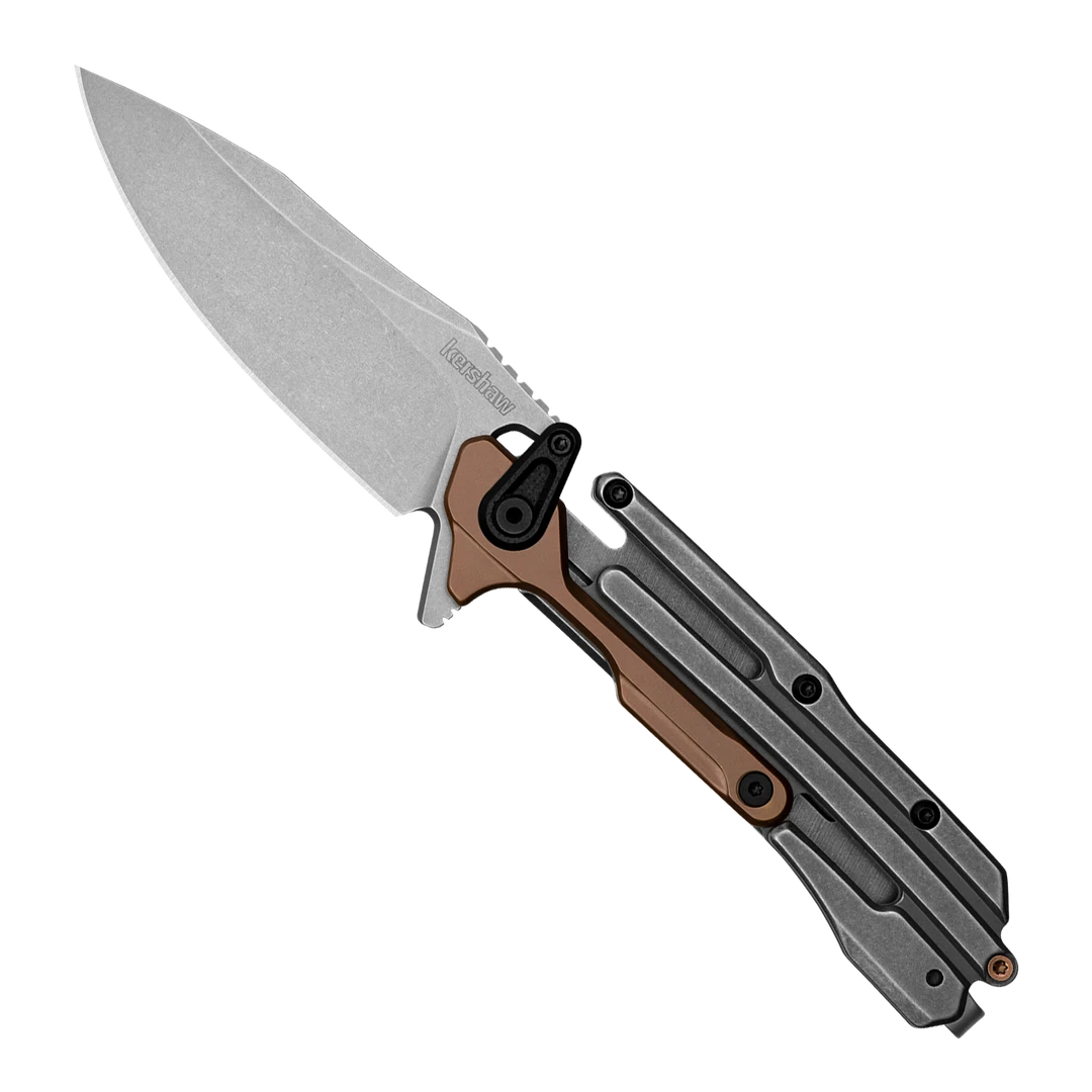 Kershaw PVD And Stainless Steel Frontrunner Flipper Knife, Stonewashed D2 Clip Point Blade 1 Kershaw PVD And Stainless Steel Frontrunner Flipper Knife, Stonewashed D2 Clip Point Blade