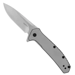 Kershaw Stainless Steel Outcome Assisted Flipper Knife, Stonewashed Drop Point Blade