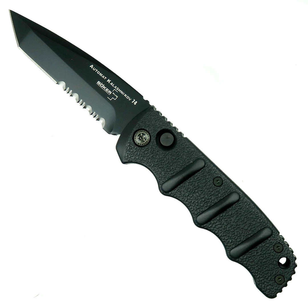 Boker Kalashnikov Tanto Auto Knife, AUS-8 Black Combo Blade 1 Boker Kalashnikov Tanto Auto Knife, AUS-8 Black Combo Blade