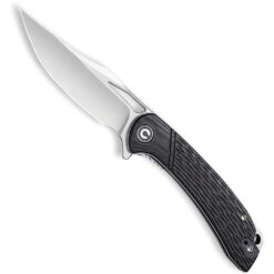 CIVIVI Black Dogma Flipper Knife, Satin D2 Clip Point Blade