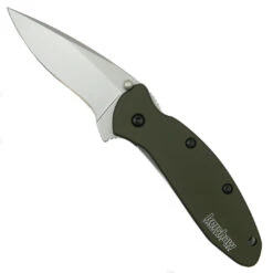 Kershaw Olive Drab Scallion Assist Knife, Plain Blade, 1620OL