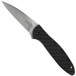 Kershaw 1660CF Leek Carbon Fiber Spring Assist Knife, CPM-154 Stonewash Blade