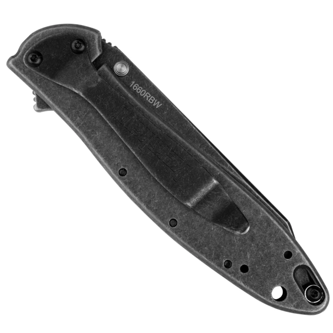 Kershaw BlackWash Random Leek Spring Assist Knife, Reverse Tanto 2 Kershaw BlackWash Random Leek Spring Assist Knife, Reverse Tanto - Image 2