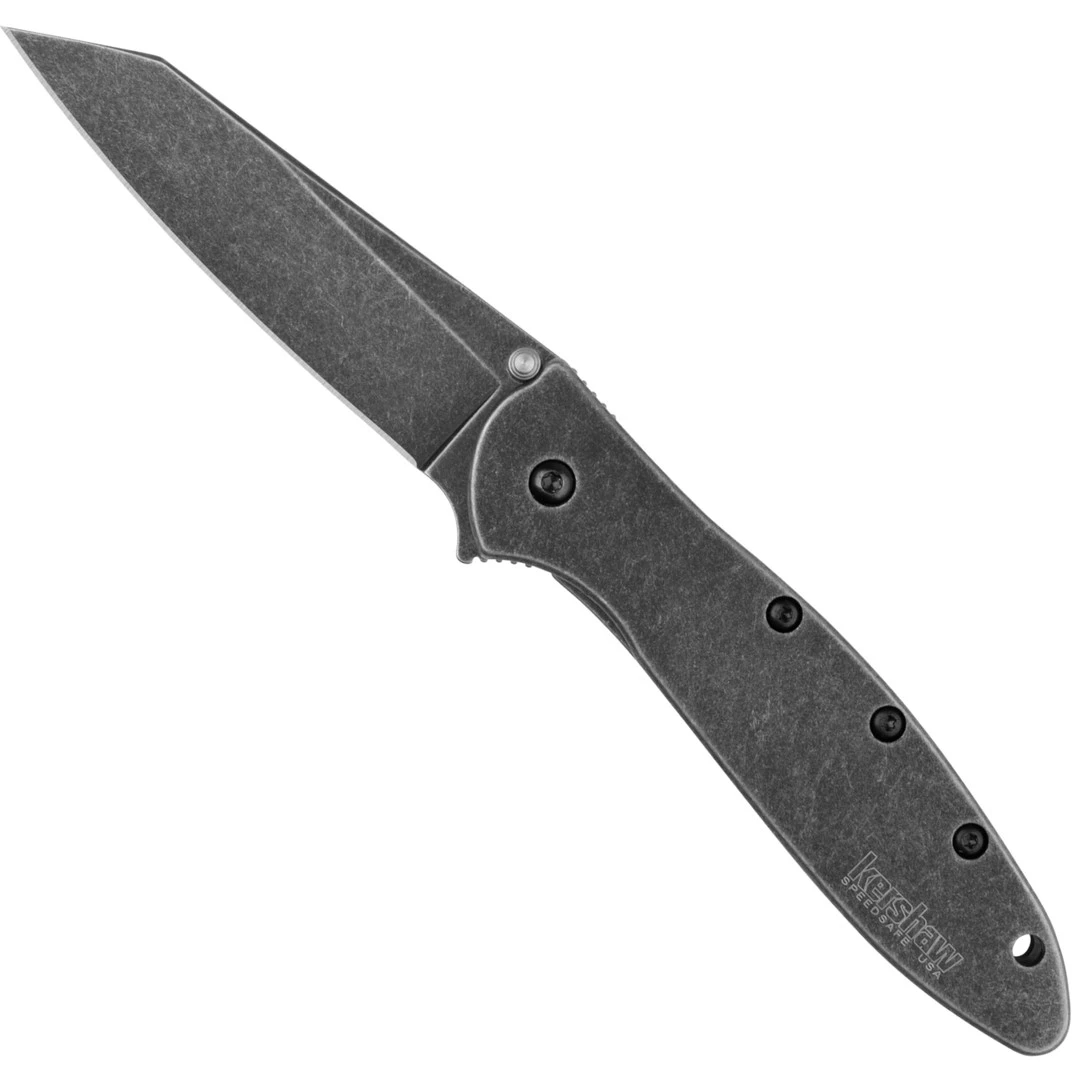 Kershaw BlackWash Random Leek Spring Assist Knife, Reverse Tanto 1 Kershaw BlackWash Random Leek Spring Assist Knife, Reverse Tanto