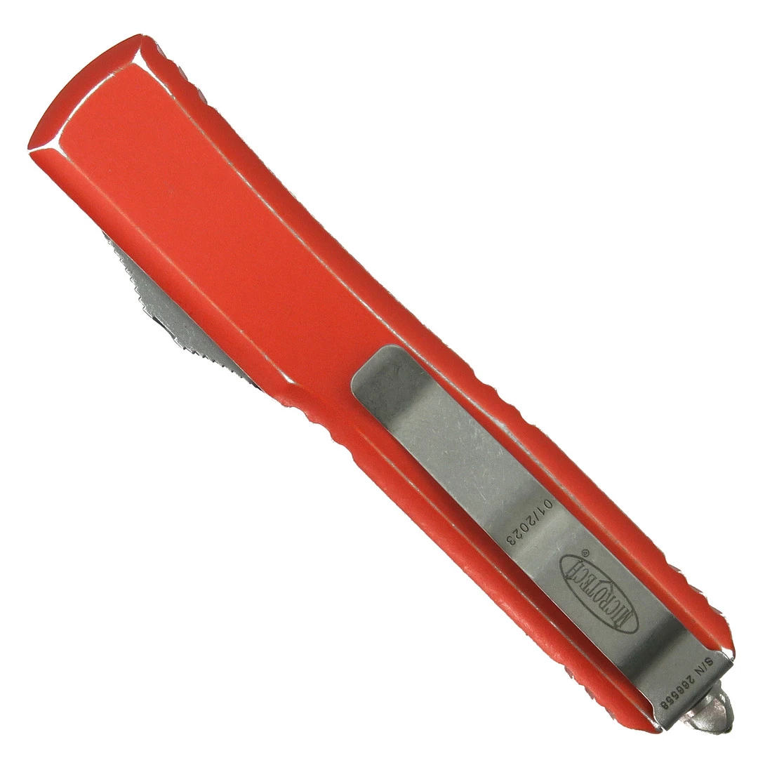 Microtech Distressed Orange Ultratech OTF Auto Knife, Tanto Apocalyptic Blade 2 Microtech Distressed Orange Ultratech OTF Auto Knife, Tanto Apocalyptic Blade - Image 2