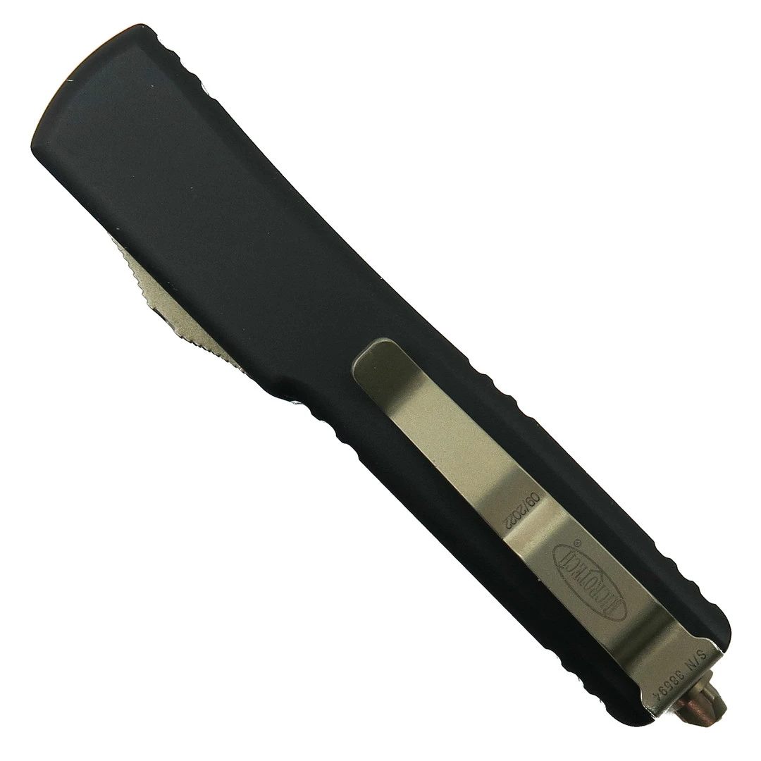 Microtech Black UTX-70 OTF Auto Knife, Bronze Dagger Blade 2 Microtech Black UTX-70 OTF Auto Knife, Bronze Dagger Blade - Image 2