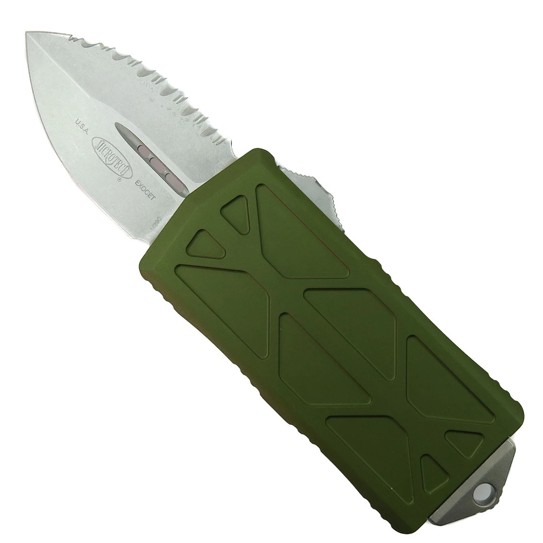 Microtech OD Green Exocet OTF Auto Knife, Fully Serrated Dagger Blade 1 Microtech OD Green Exocet OTF Auto Knife, Fully Serrated Dagger Blade