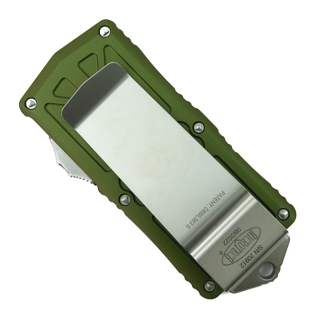 Microtech OD Green Exocet OTF Auto Knife, Fully Serrated Dagger Blade 2 Microtech OD Green Exocet OTF Auto Knife, Fully Serrated Dagger Blade - Image 2