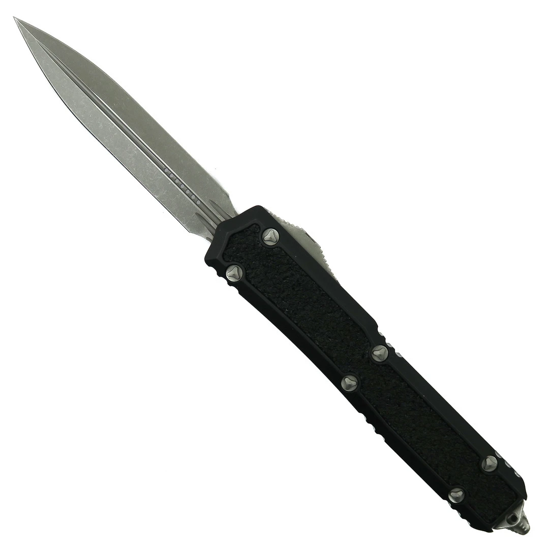 Microtech Signature Series Makora OTF Knife, Apocalyptic Stonewash Dagger Blade 1 Microtech Signature Series Makora OTF Knife, Apocalyptic Stonewash Dagger Blade
