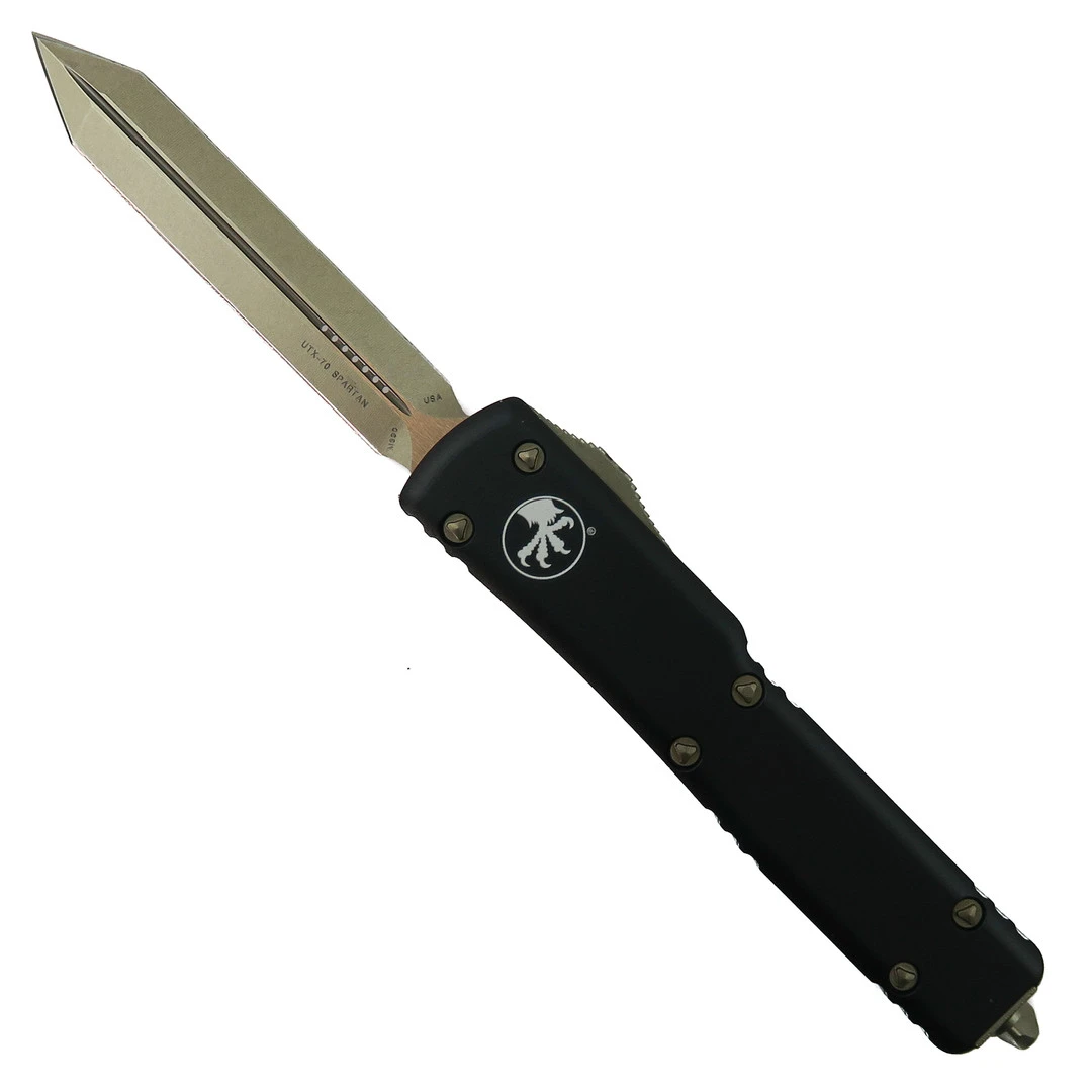 Microtech UTX-70 Spartan OTF Auto Knife, Bronzed Double Tanto Blade 1 Microtech UTX-70 Spartan OTF Auto Knife, Bronzed Double Tanto Blade