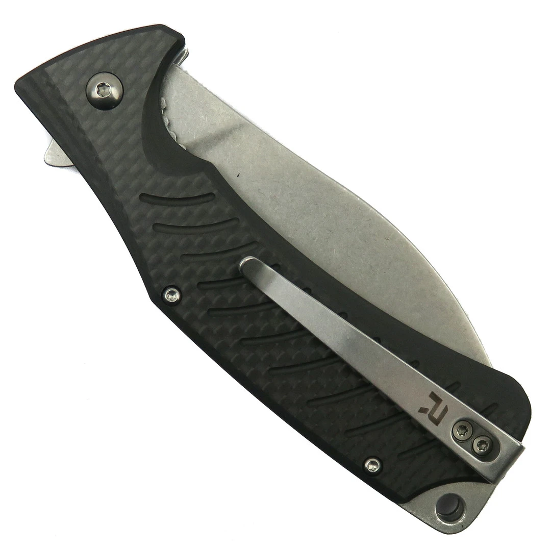 REVO Ness Liner Lock Carbon Fiber Flipper Knife, D2 Stonewash Blade 2 REVO Ness Liner Lock Carbon Fiber Flipper Knife, D2 Stonewash Blade - Image 2