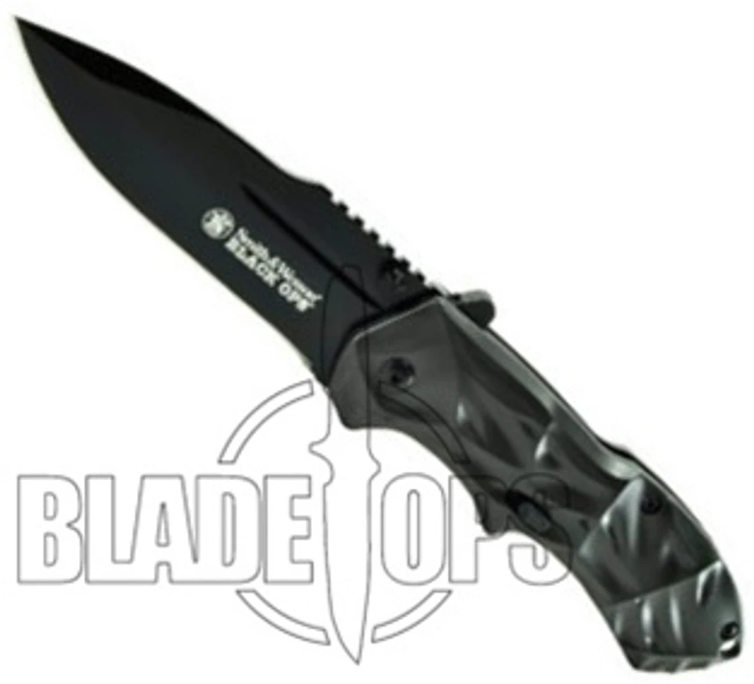 Smith & Wesson Black Ops Spring Assist Knife, Grey Handle, Tactical Black Drop Point, SWBLOP3 3 Smith & Wesson Black Ops Spring Assist Knife, Grey Handle, Tactical Black Drop Point, SWBLOP3 - Image 3