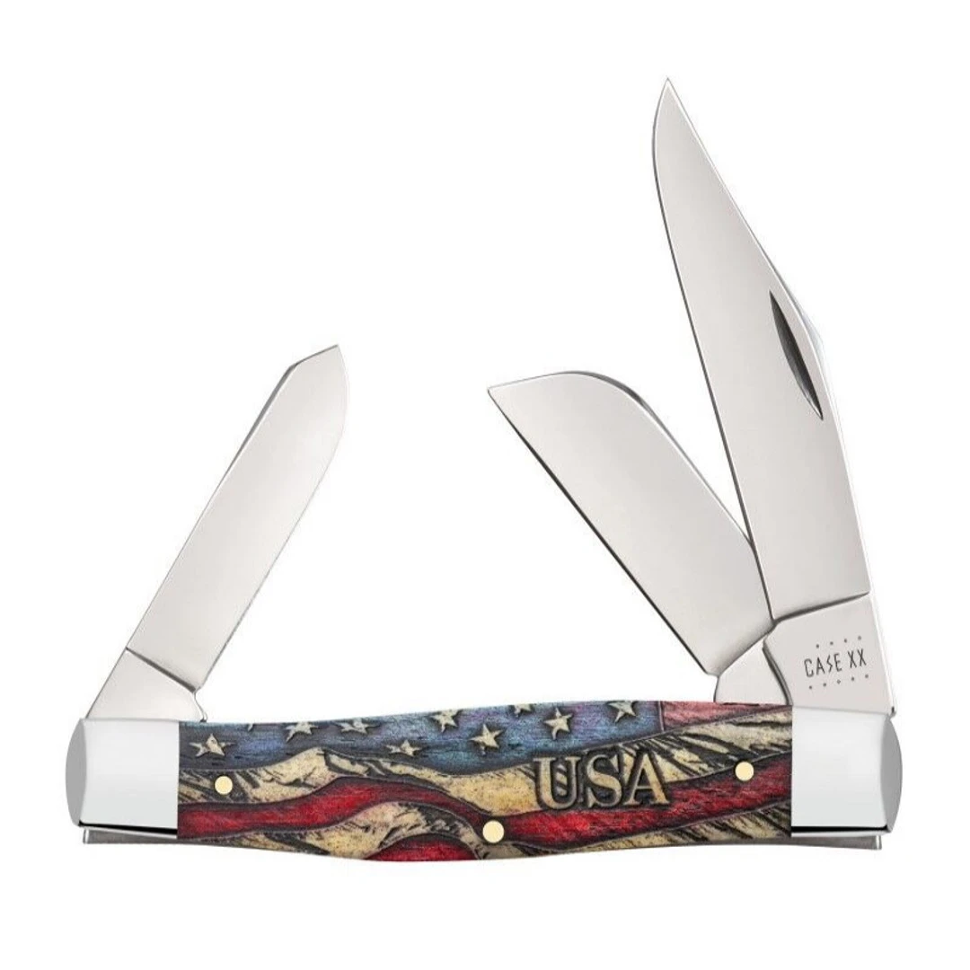 Case Large Vintage Flag Natural Bone Color Wash Trapper Knife, Polished Blades 1 Case Large Vintage Flag Natural Bone Color Wash Trapper Knife, Polished Blades